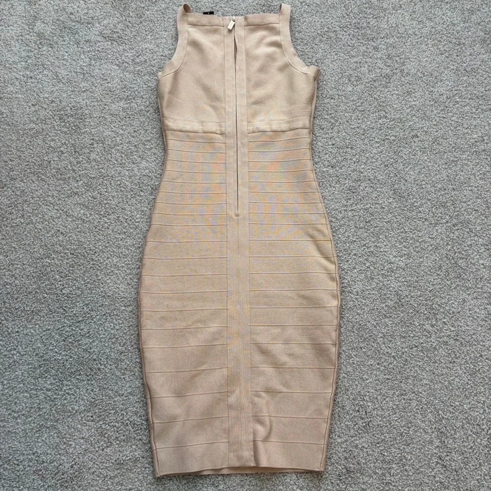 Marciano Penelope Bandage Dress Womens S Tan Beige Bodycon Cocktail Clubwear